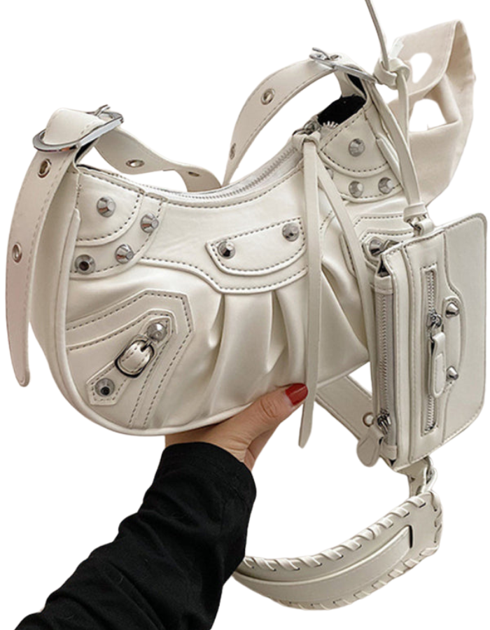 SHOPIQAT Rivet Heavy Industry Pleated Shoulder Underarm Bag Messenger Bag - Premium from shopiqat - Just $9.300! Shop now at shopiqat